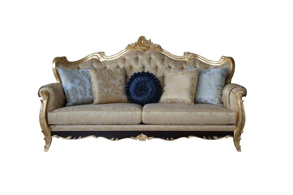 高端法式雕花三位沙發（黑+銀）