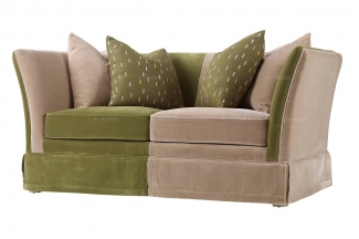 高端田園別墅家具品牌美式布藝雙色雙位沙發