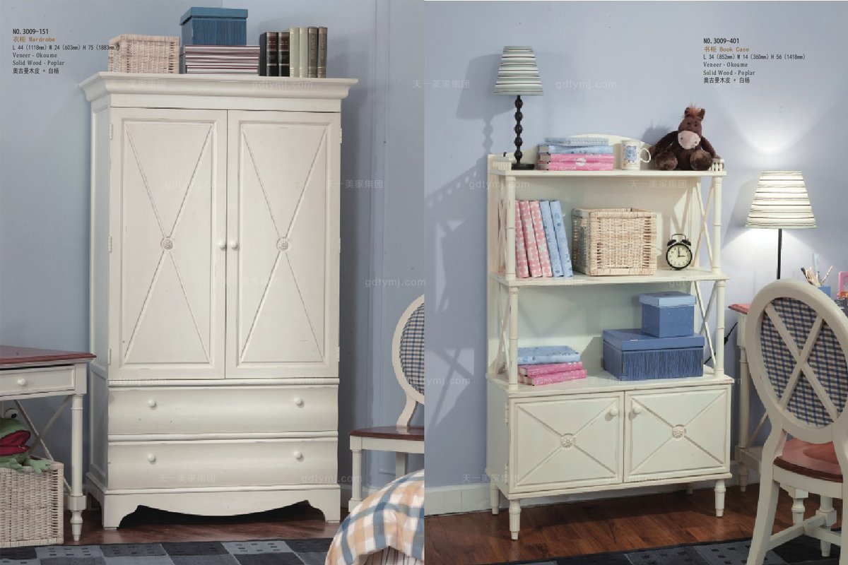 高端品牌美式白色書柜