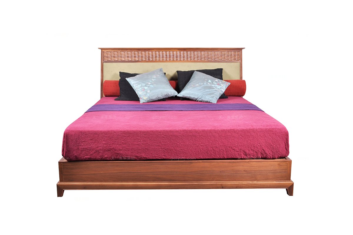 五星級酒店家具圖片東南亞實木雙人床