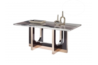 高端五金家具后現代山水紫石面餐桌