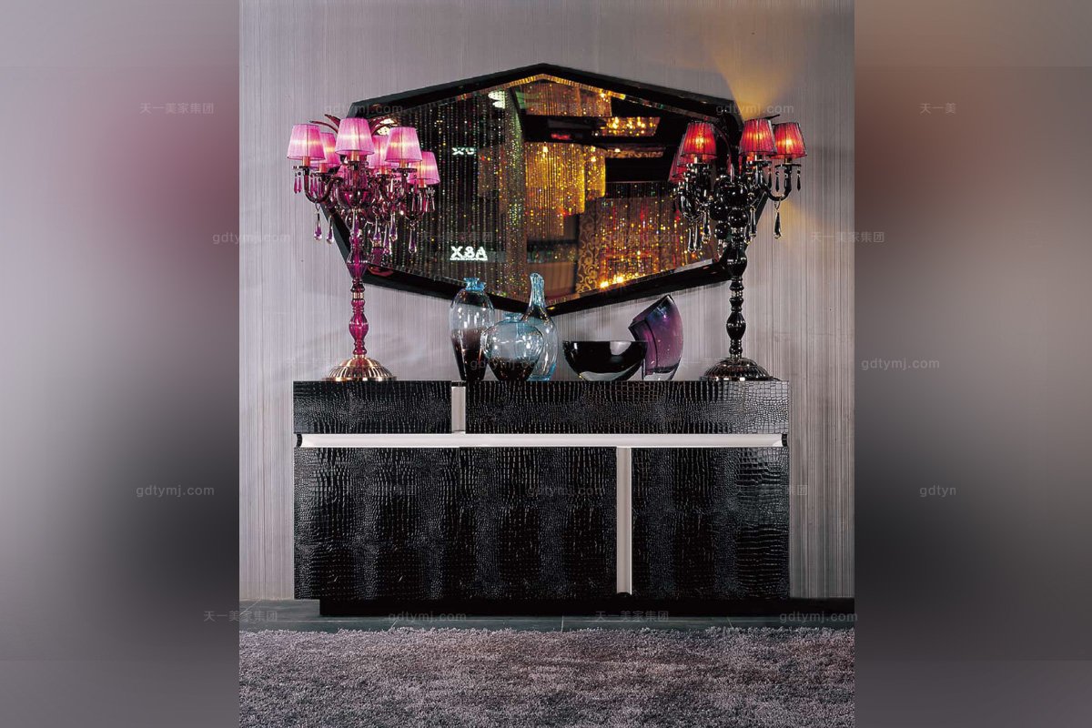 高端別墅后現代黑色邊框鏡子