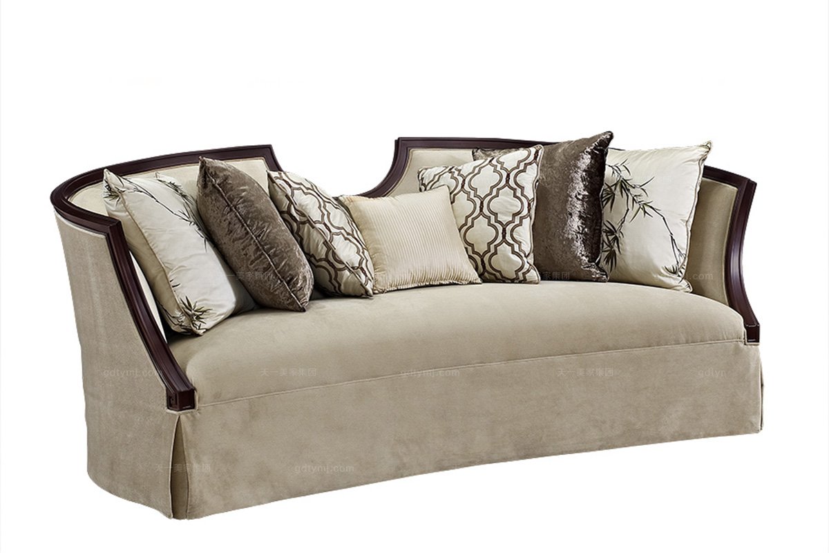 高端家具美式素色布藝三位沙發