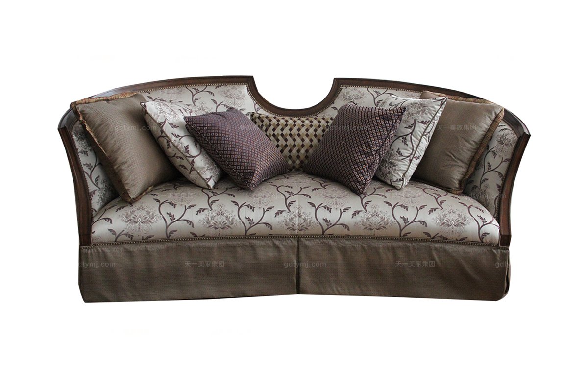 高端家具美式素色布藝三位沙發