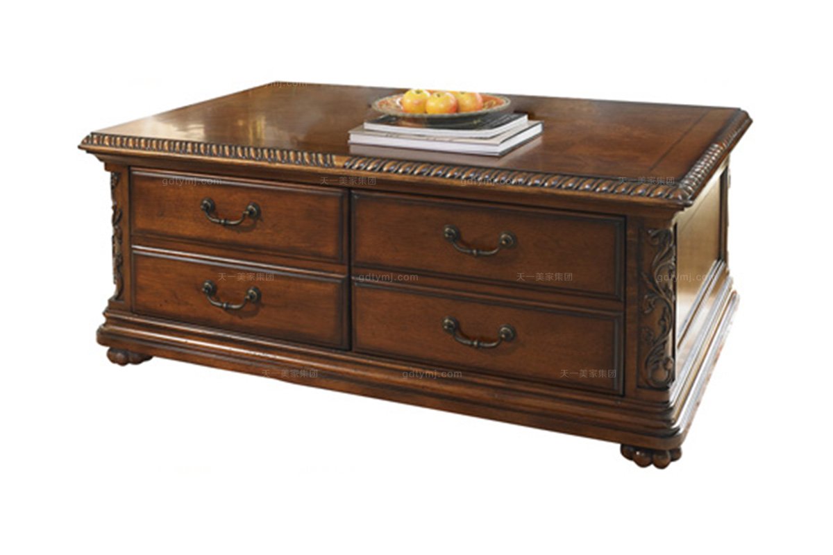 實木歐美家具圖片美式長茶幾