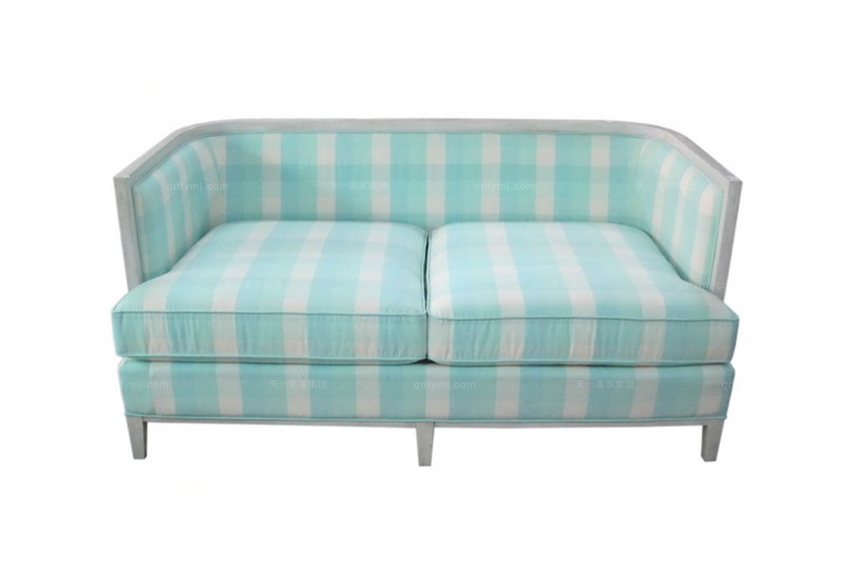 高端美式鄉村家具布藝條紋二位沙發