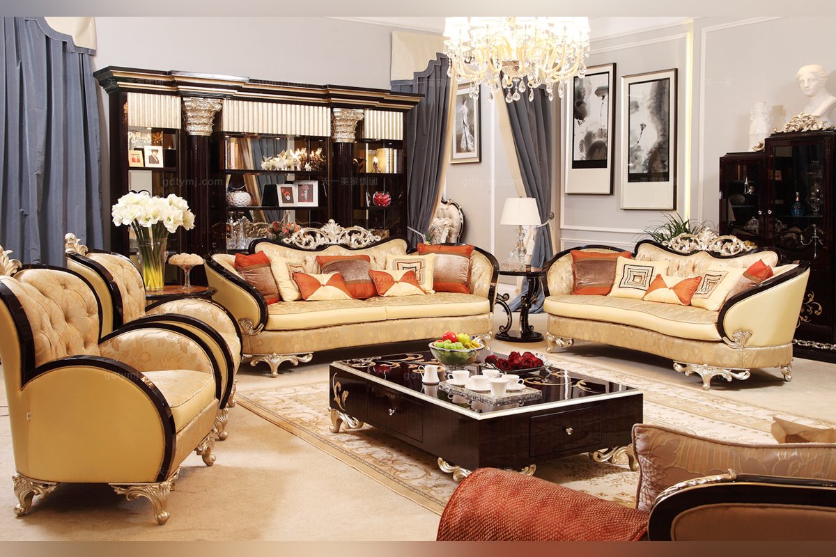 高端奢華新古典實木圓角幾