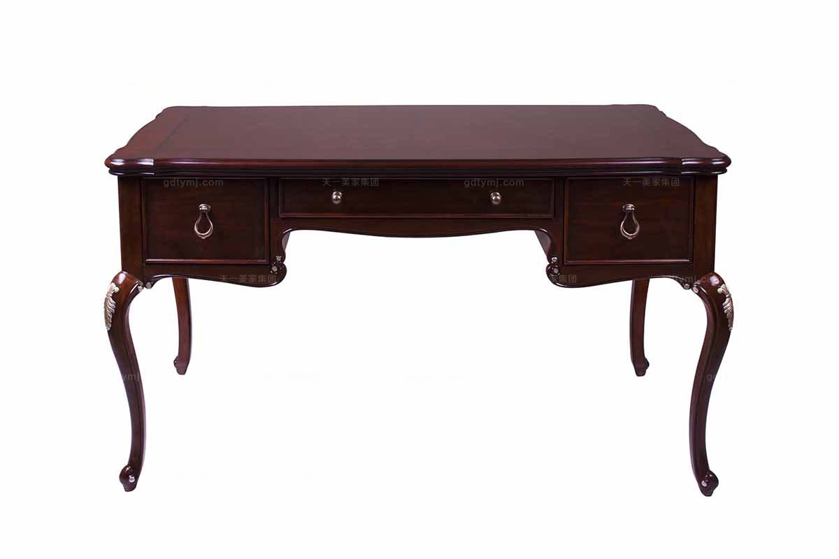 高端家具美式雕花木色書(shū)桌