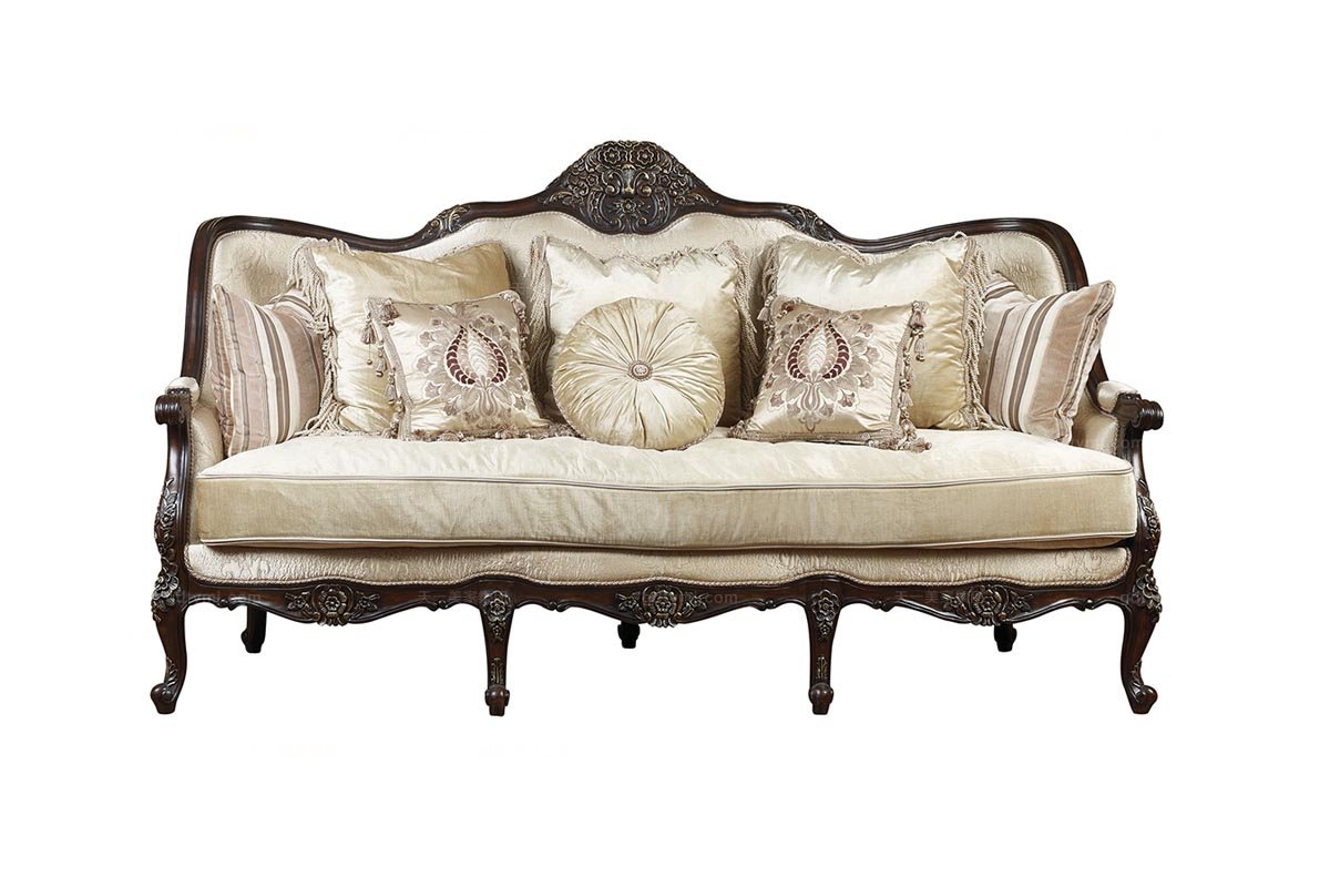 高端家具美式米色三人位沙發