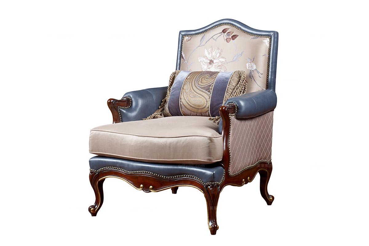 高端美式實木家具灰色布藝三人位沙發