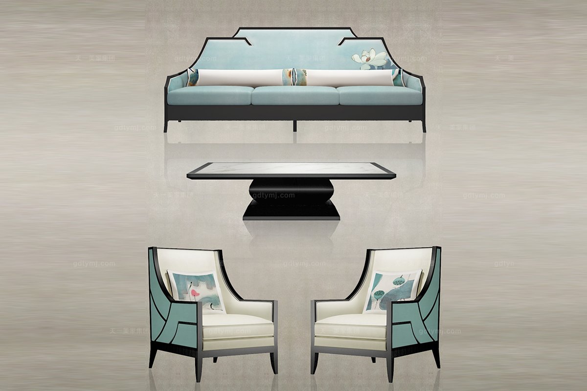 高端新中式綠荷單人沙發