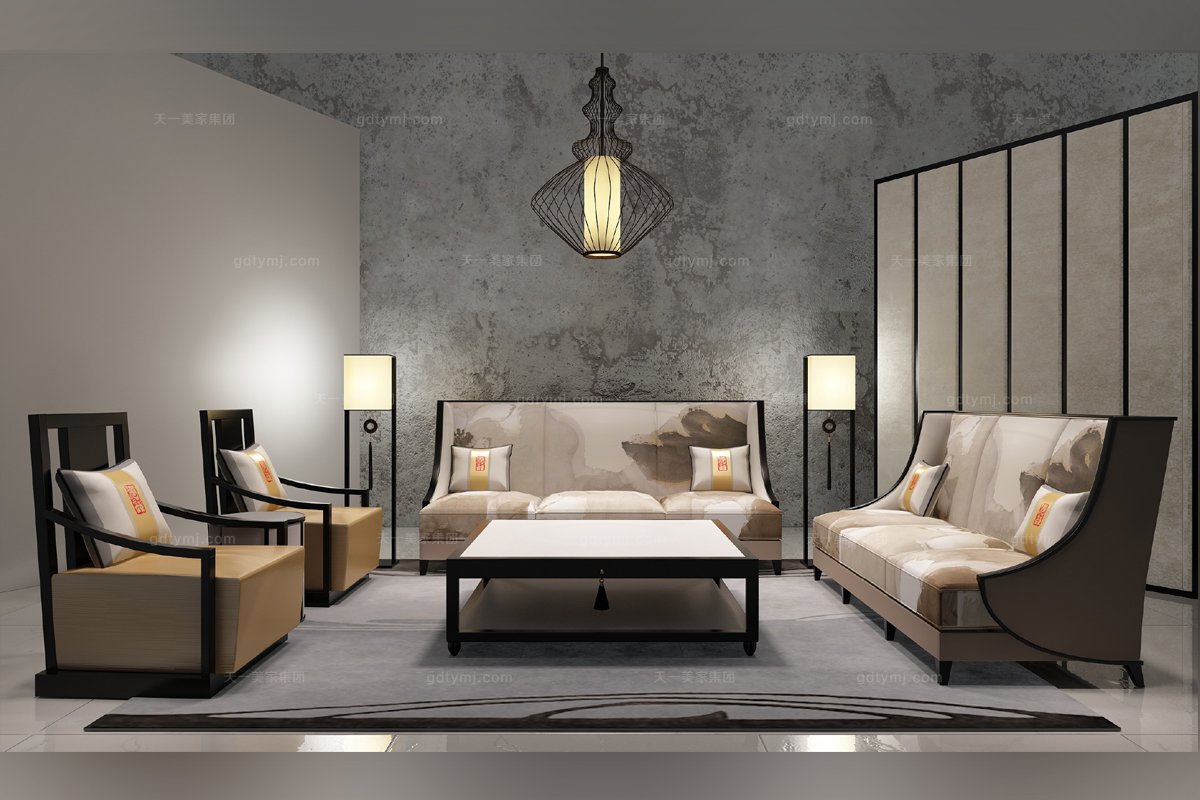 高端新中式單人休閑沙發