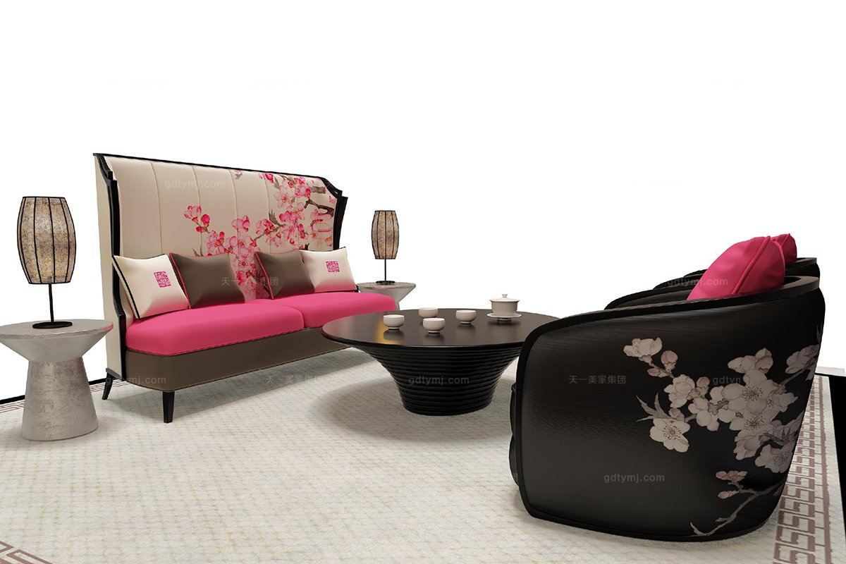 高端新中式桃園三人沙發