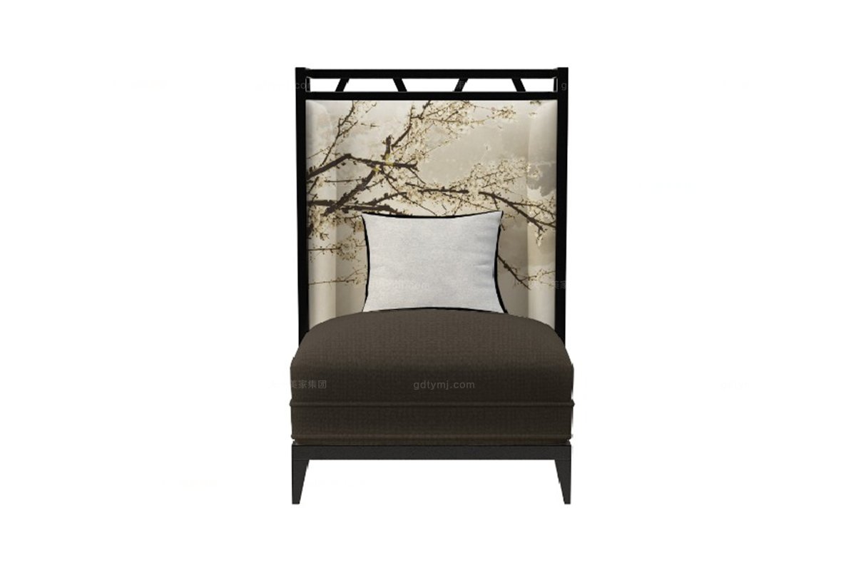 高端新中式白梅單人沙發