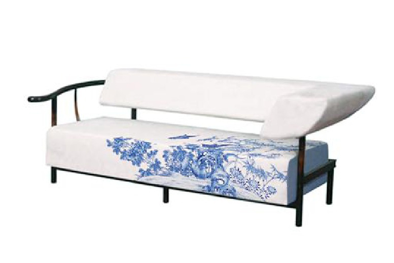 高端新中式青花雙人沙發