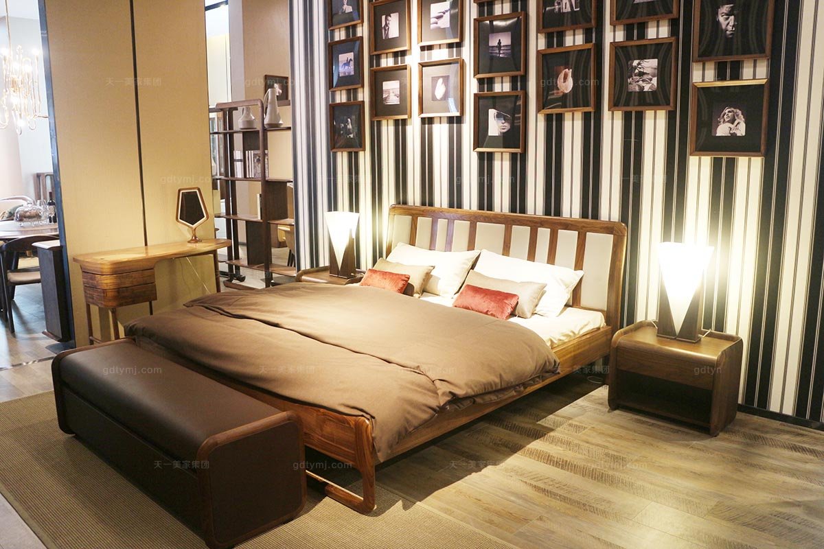 高端品牌高端酒店家具簡約時尚現代實木雙人床