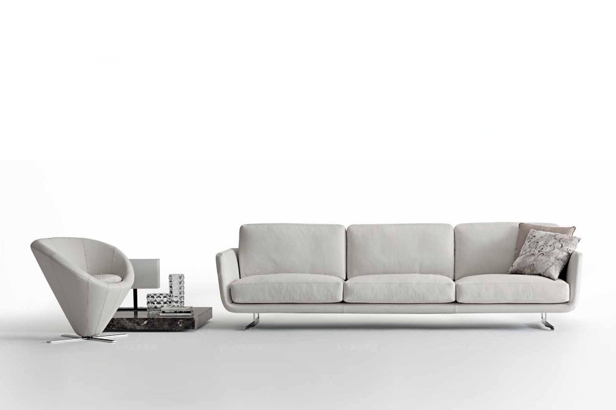 Dema高端時尚現代白色三人位沙發(fā)