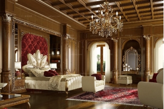 高端進口家具Grilli奢華新古典實木雕花臥室系列