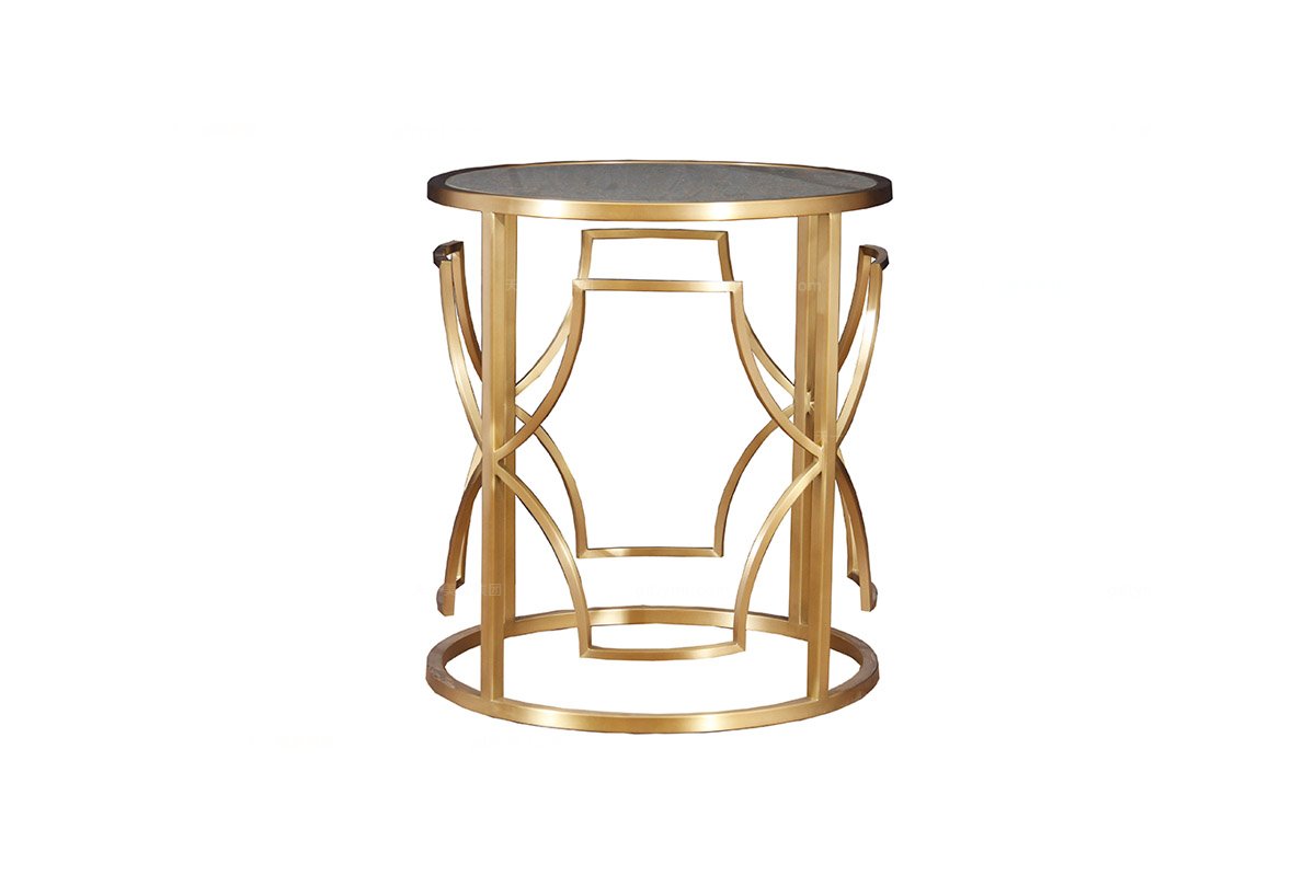 高端品牌現代新古典金色圓幾