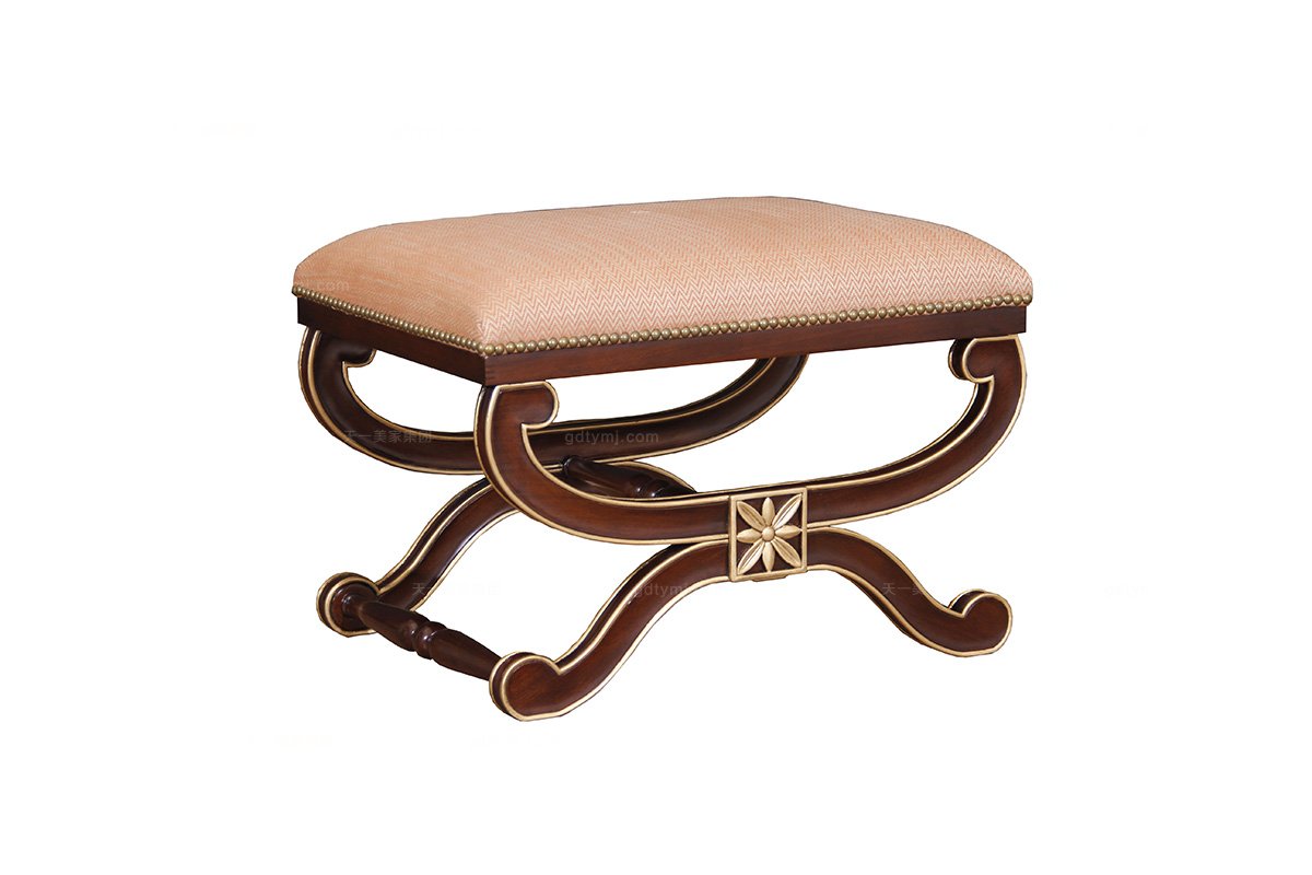 高端品牌家具雕刻別墅會所新古典腳凳