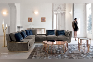 Longhi現代灰色布藝組合沙發