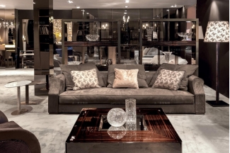 Longhi現代花紋布藝客廳長沙發