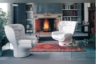 Longhi進口真皮沙發白色個性單人位沙發