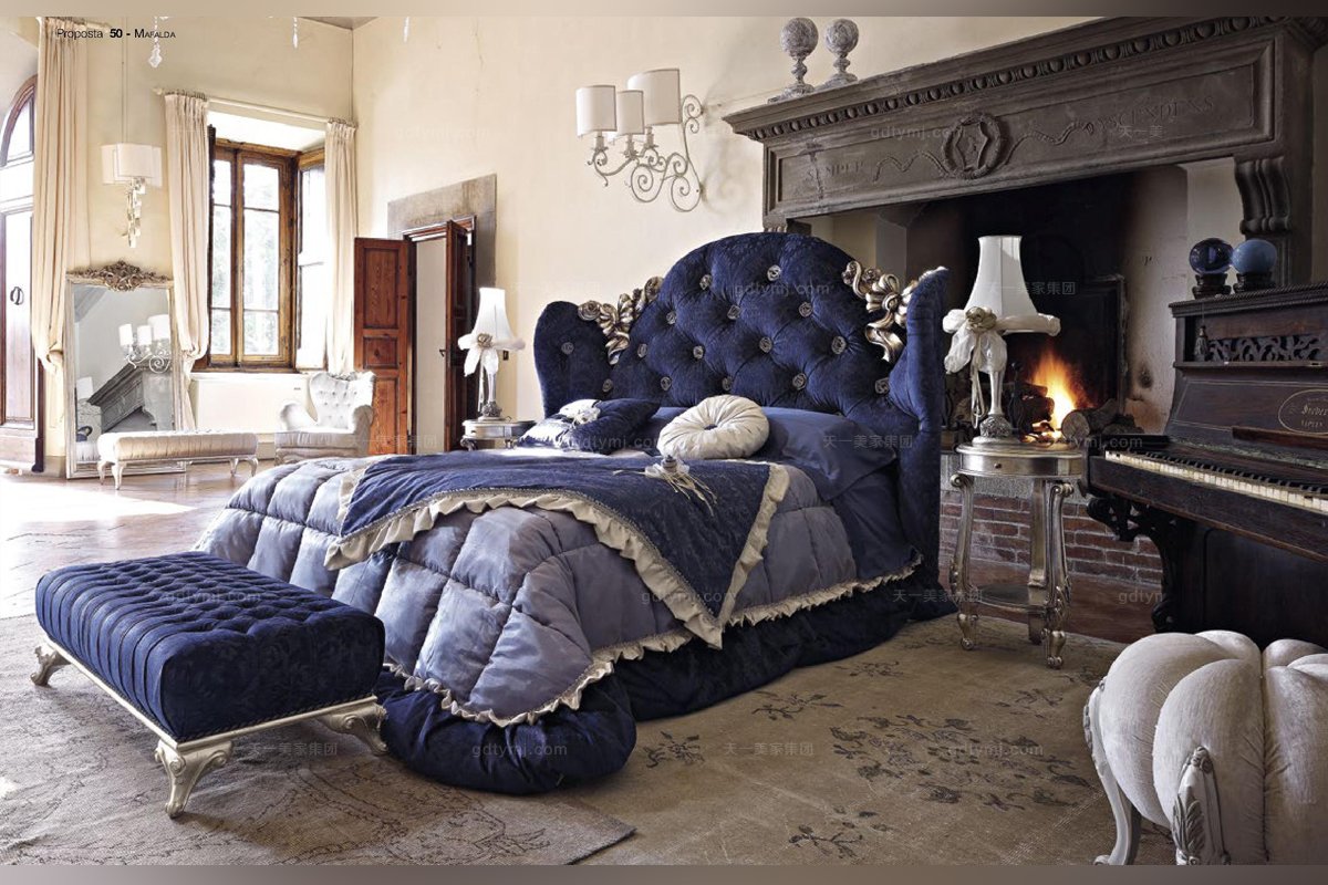  Volpi意大利進口高端時尚法式別墅會所軟包雙人床