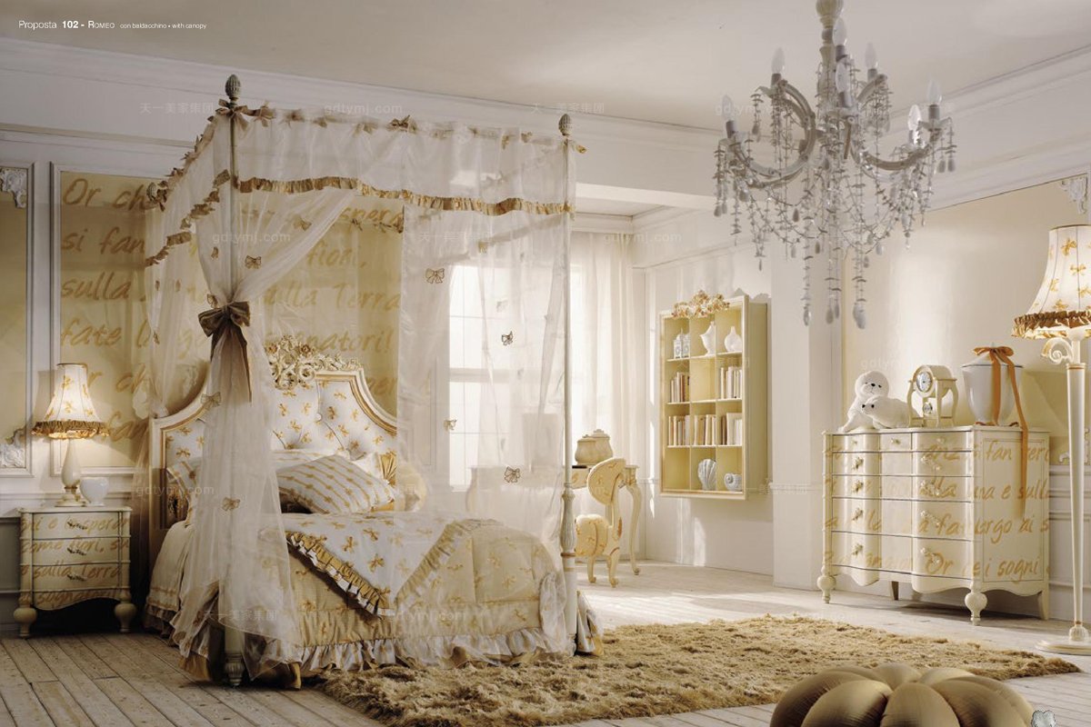  Volpi意大利進(jìn)口法式金泊雕刻別墅會所兒童床