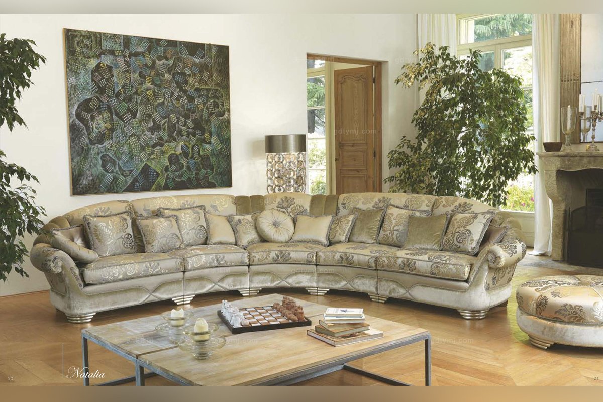 Pigoli 皮溝里花型布藝弧形多位沙發客廳系列