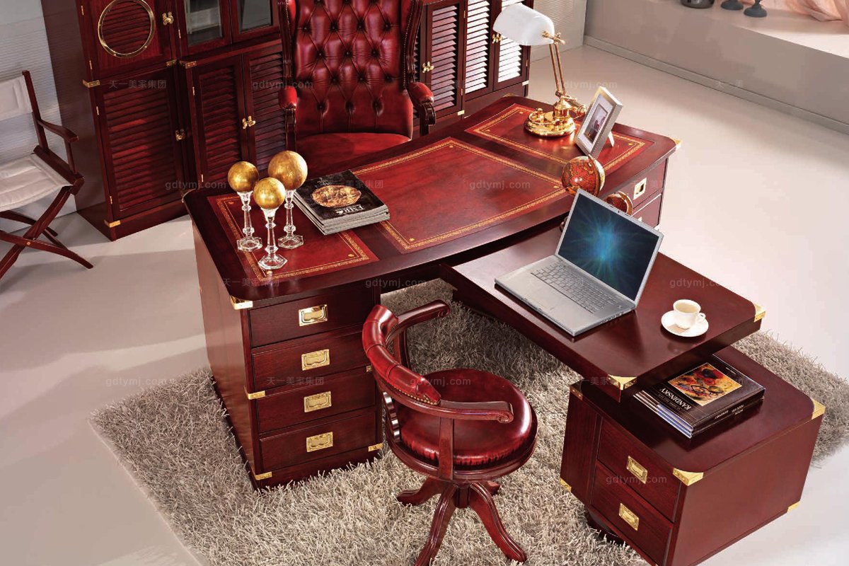 Caroti 卡若緹實木框架黑色皮質書房系列