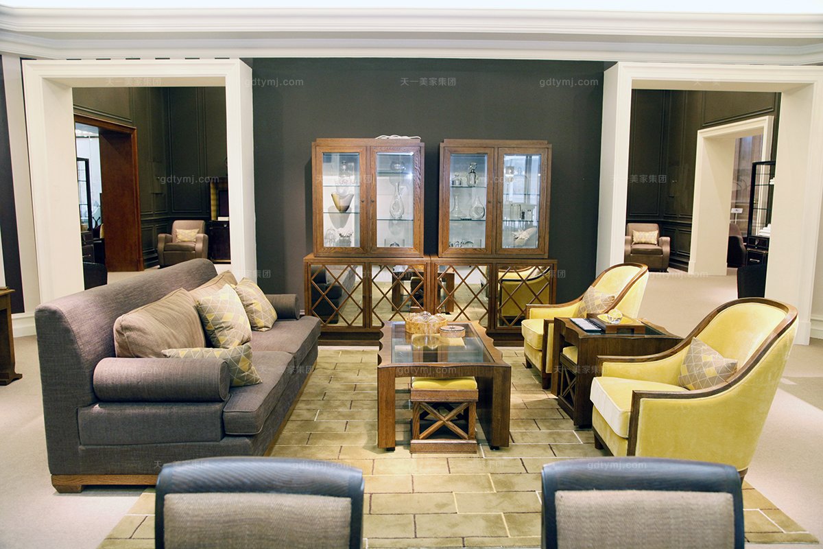 高端會所別墅家具美式客廳布藝沙發