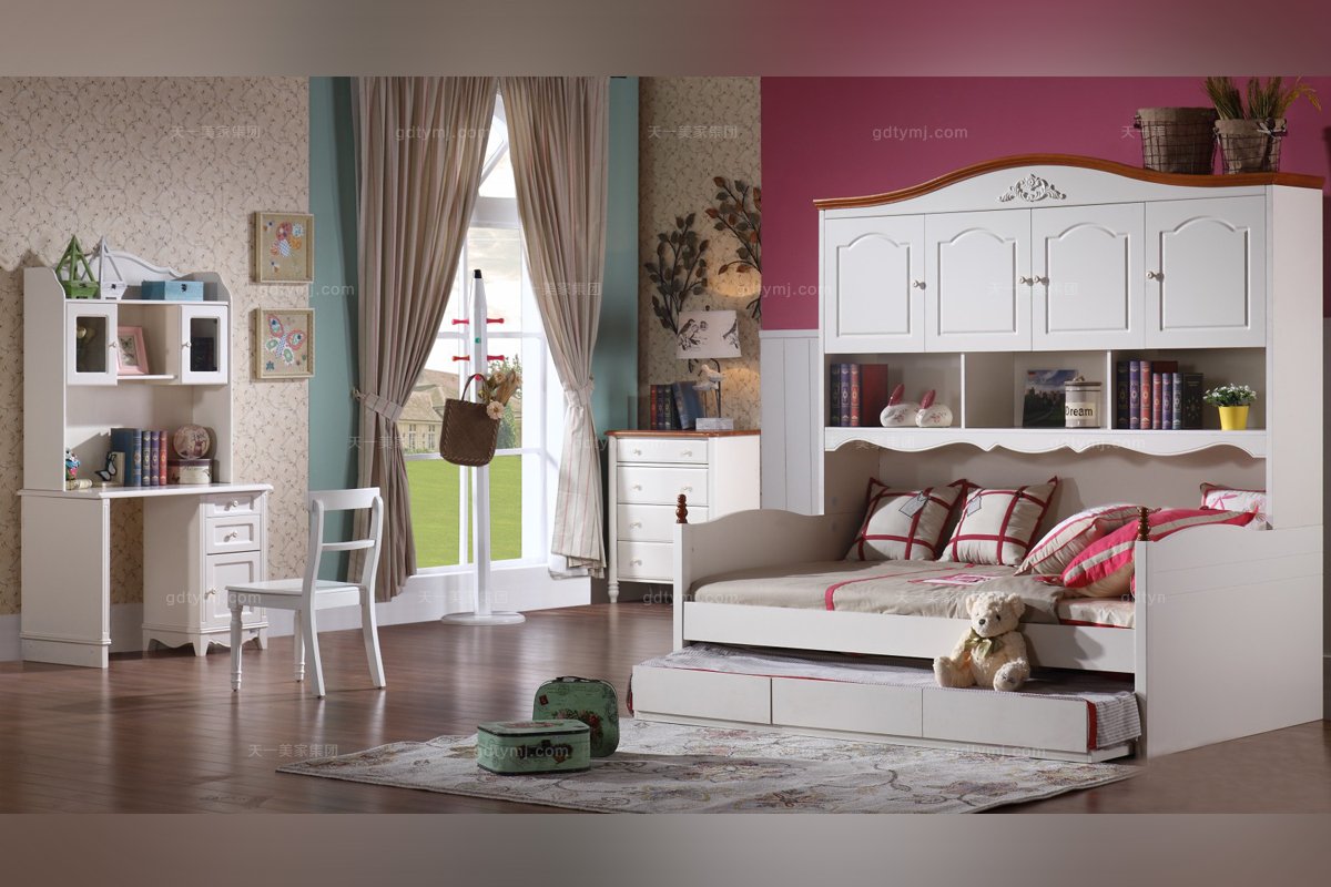 高端兒童品牌家具白色實木兒童書桌