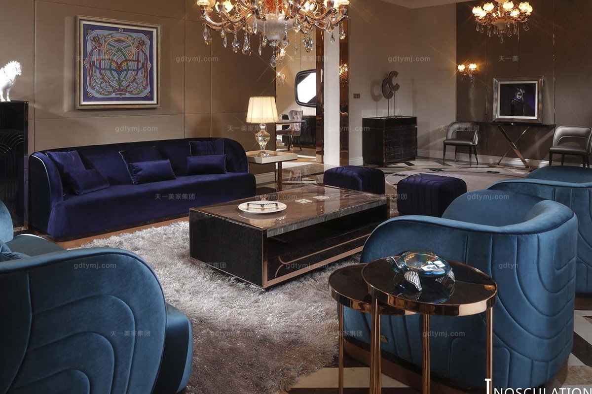 名貴會所家具奢華后現代客廳布藝沙發