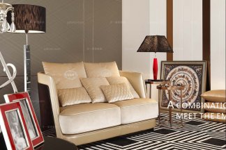 名貴奢華別墅品牌家具后現代布藝二人沙發