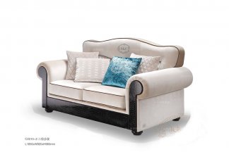 名貴別墅后現代白色布藝二人位沙發