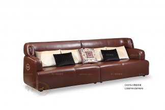 高端奢華大氣別墅家具酒紅色真皮四位沙發