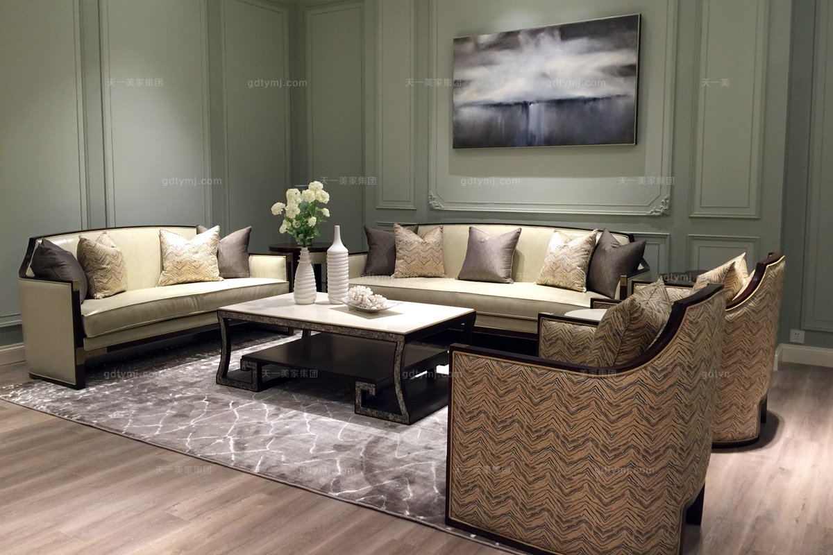 國內高端別墅家具品牌法式風格咖啡色二人位沙發