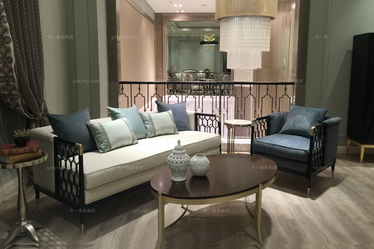 名貴別墅會所品牌家具高端法式單人位沙發