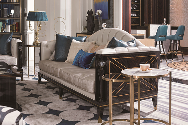 高端現(xiàn)代輕奢沙發(fā)實木客廳沙發(fā) 黑檀木皮拼花真皮沙發(fā)組合三人沙發(fā)