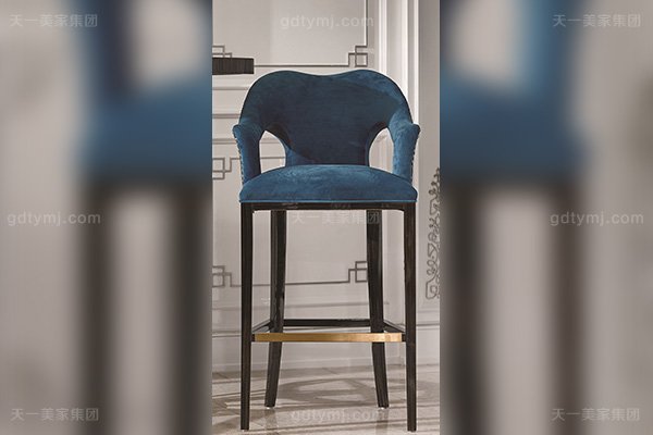 高端現代輕奢風家具實木五金黑檀木皮拼花休閑吧臺吧椅吧椅