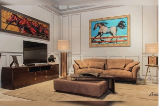 名貴奢華家具品牌輕奢現(xiàn)代客廳棕色布藝軟包沙發(fā)組合