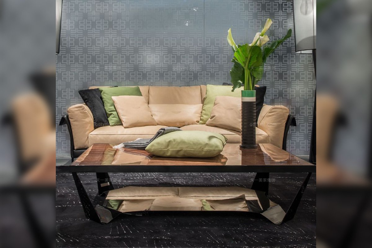 高端輕奢現代別墅家具品牌客廳米黃色時尚二人位沙發組合二人位沙發