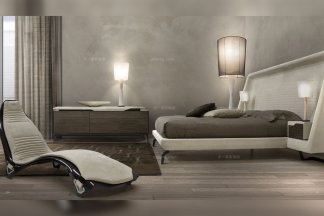 高端輕奢家具別墅品牌家具臥室現代時尚不銹鋼五金腳大床