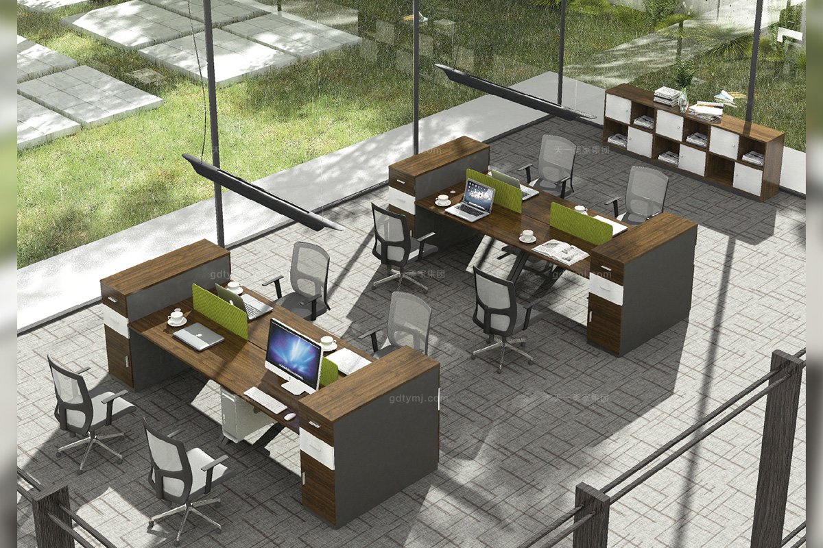 高端時尚辦公家具品牌銀行學校公司職員四人現代辦公桌椅組合系列四人辦公桌椅組合