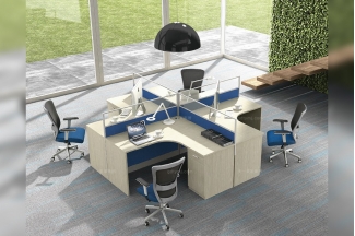 高端時尚辦公家具品牌廠家銀行學校公司現代職員原木色實木四人位辦公桌椅系列