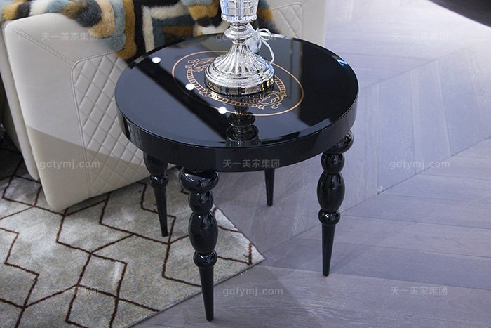 高端奢華別墅家具品牌輕奢后現代風真皮客廳沙發組合小圓幾