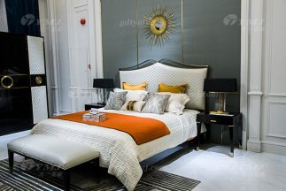 高端奢華豪宅家具別墅會所家具品牌輕奢現代風臥室實木黑檀大床組合