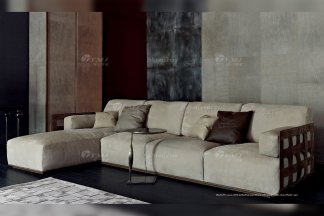 高端意大利純進口家具品牌別墅客廳高彈海棉灰色布藝組合沙發