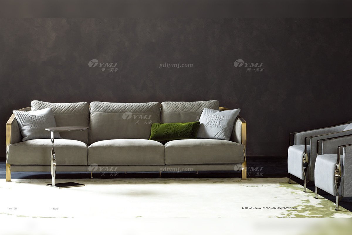 高端奢華意大利純進口家具品牌時尚輕奢五金真皮沙發系列！三位沙發1